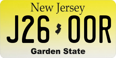 NJ license plate J26OOR