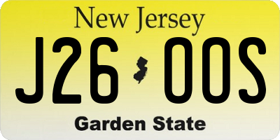 NJ license plate J26OOS