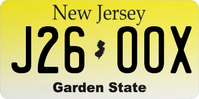 NJ license plate J26OOX
