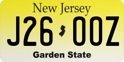 NJ license plate J26OOZ