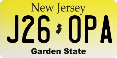 NJ license plate J26OPA