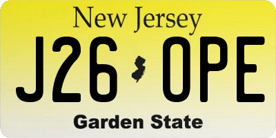 NJ license plate J26OPE