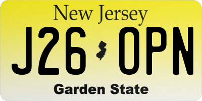 NJ license plate J26OPN