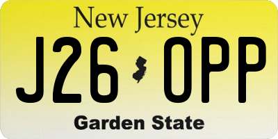NJ license plate J26OPP