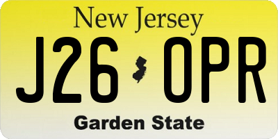 NJ license plate J26OPR