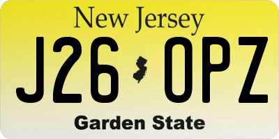 NJ license plate J26OPZ
