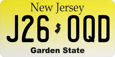 NJ license plate J26OQD