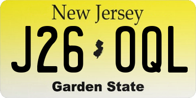 NJ license plate J26OQL