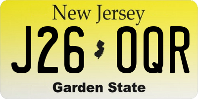 NJ license plate J26OQR
