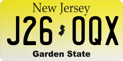 NJ license plate J26OQX