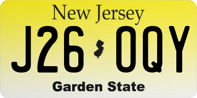 NJ license plate J26OQY