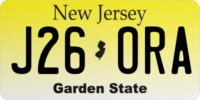 NJ license plate J26ORA