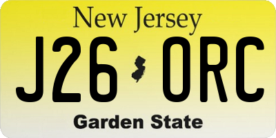 NJ license plate J26ORC