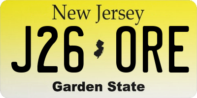 NJ license plate J26ORE