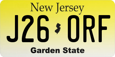 NJ license plate J26ORF