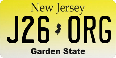 NJ license plate J26ORG