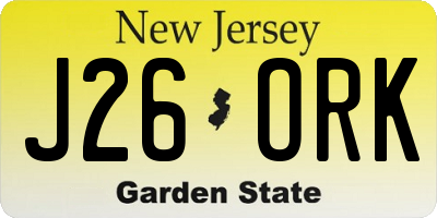 NJ license plate J26ORK