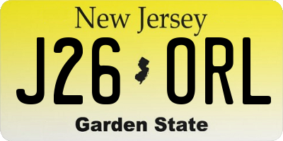 NJ license plate J26ORL