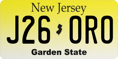 NJ license plate J26ORO