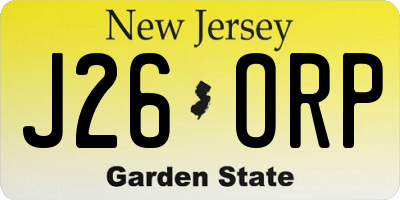 NJ license plate J26ORP