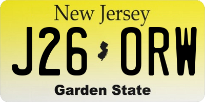 NJ license plate J26ORW