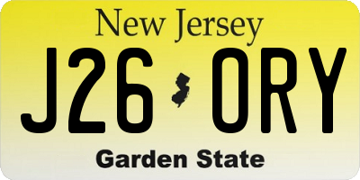 NJ license plate J26ORY