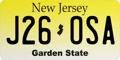 NJ license plate J26OSA