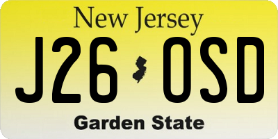 NJ license plate J26OSD