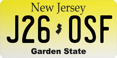 NJ license plate J26OSF