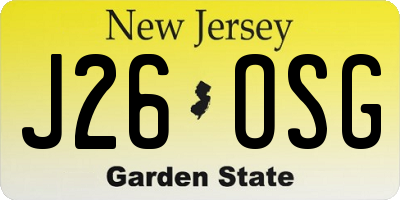 NJ license plate J26OSG