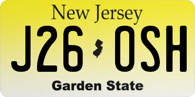 NJ license plate J26OSH