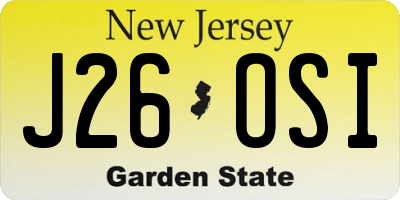 NJ license plate J26OSI