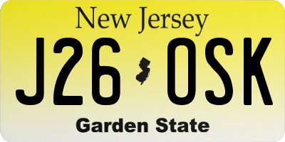 NJ license plate J26OSK