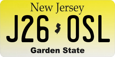NJ license plate J26OSL