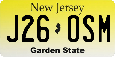 NJ license plate J26OSM
