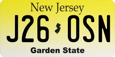 NJ license plate J26OSN