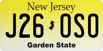 NJ license plate J26OSO