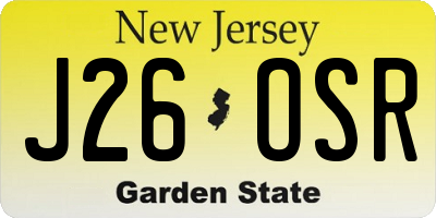 NJ license plate J26OSR