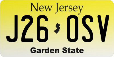 NJ license plate J26OSV
