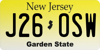 NJ license plate J26OSW