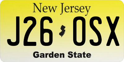 NJ license plate J26OSX
