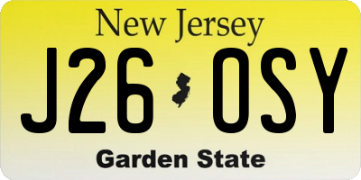 NJ license plate J26OSY