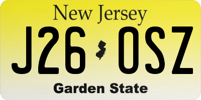NJ license plate J26OSZ
