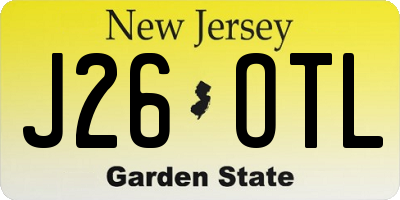 NJ license plate J26OTL