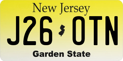 NJ license plate J26OTN