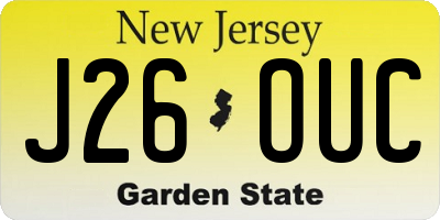 NJ license plate J26OUC