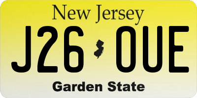 NJ license plate J26OUE
