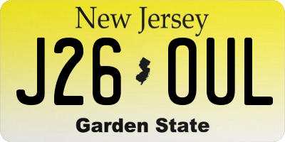 NJ license plate J26OUL