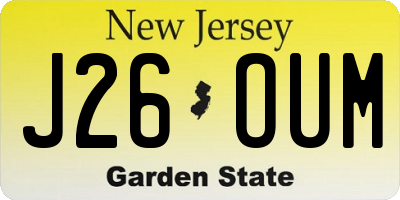 NJ license plate J26OUM