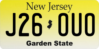 NJ license plate J26OUO